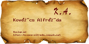 Kovács Alfréda névjegykártya